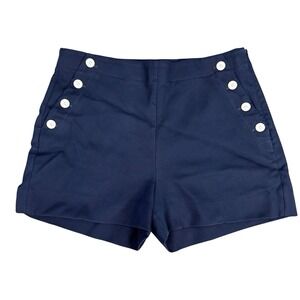 Banana Republic Sailor Button Shorts Navy Blue Stretch Women 16 Twee